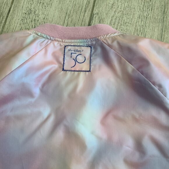 Disney World 50th Anniversary Pink Iridescent Bomber Jacket Kids XL - Picture 13 of 13